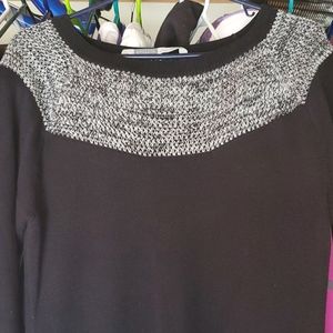 Athleta Fair Isle Stripped Black Sweater Dress